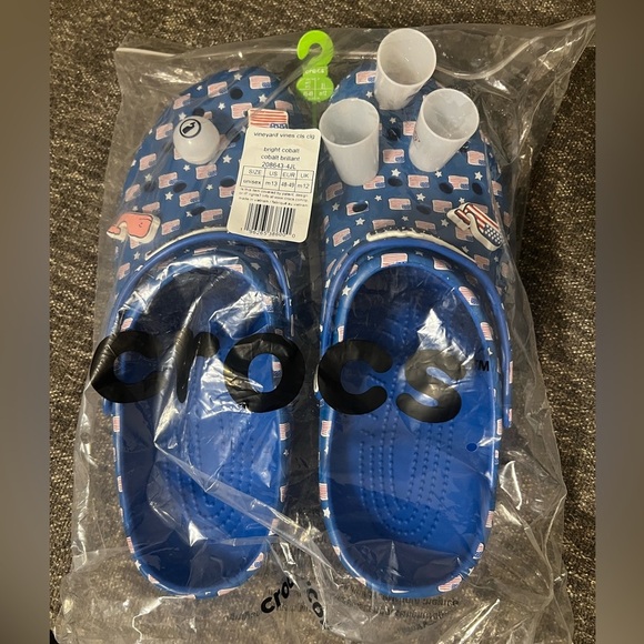 NWT Crocs - Classic Vineyard Vines Clogs Bright Cobalt Blue Mens sz 13 - Picture 3 of 13